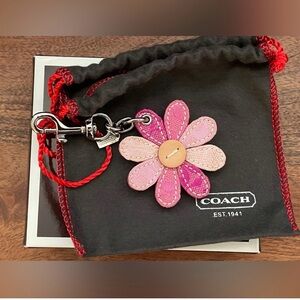 COACH Shades of Pink Signature Jacquard and Leather Daisy Bag Charm w/Dusty
